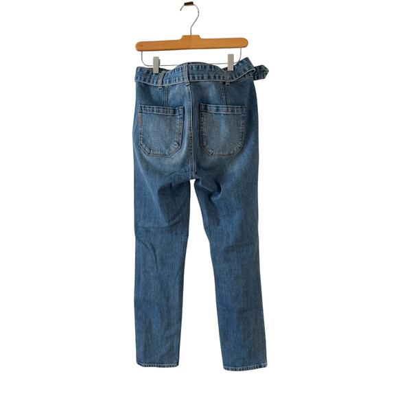 Paige Sarah Slim Exposed Button Belted Straight Leg Denim Jeans 28 - Picture 7 of 9